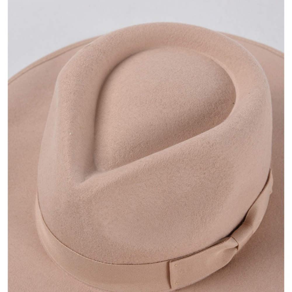 Light Taupe Wide Brim Grosgrain Band Panama Hat - Picture 7 of 10